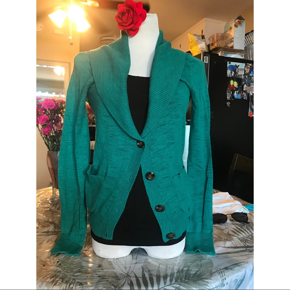 Teal, Long-Sleeve Cardigan